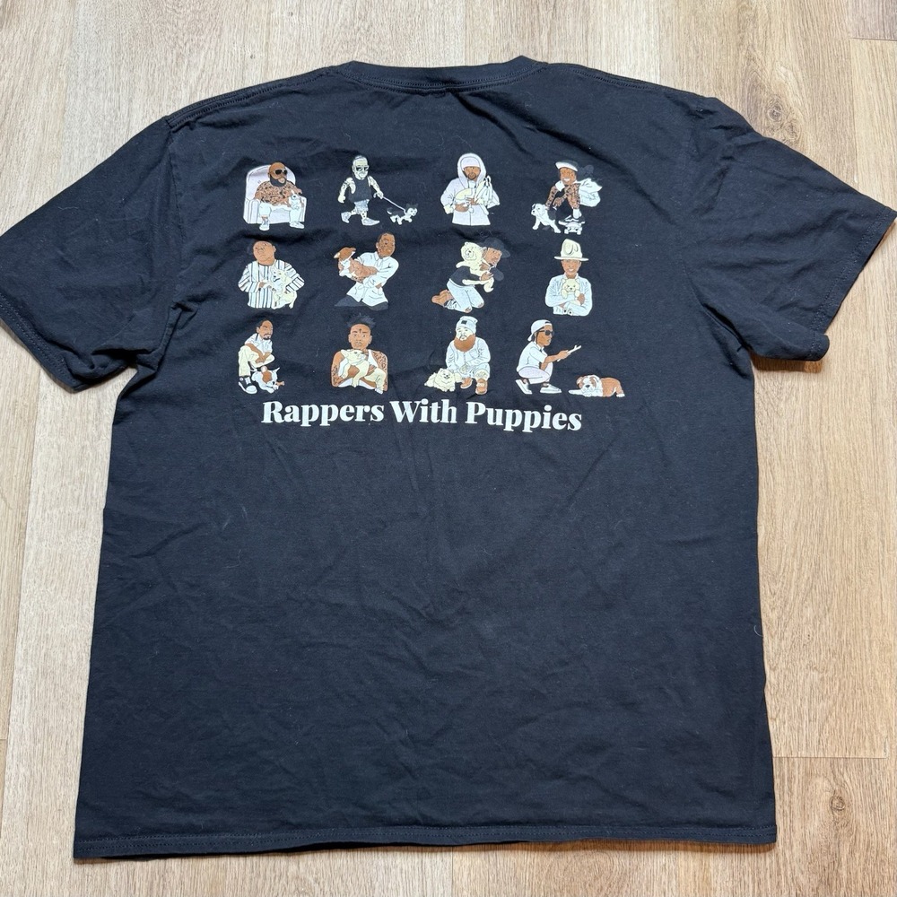 Dog Limited Rappers‎ with Puppies T-Shirt Black Size Large